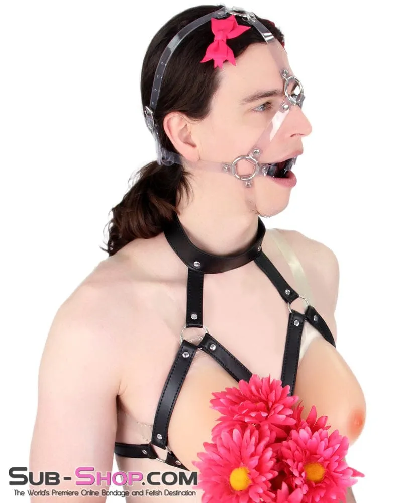 0481A-SIS      Pretty Sissy Slave Trainer Clearly Feminization Bound Sturdy Ring Gag Trainer