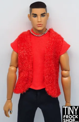 12" Fashion Male Doll Red Fuzzy Vest