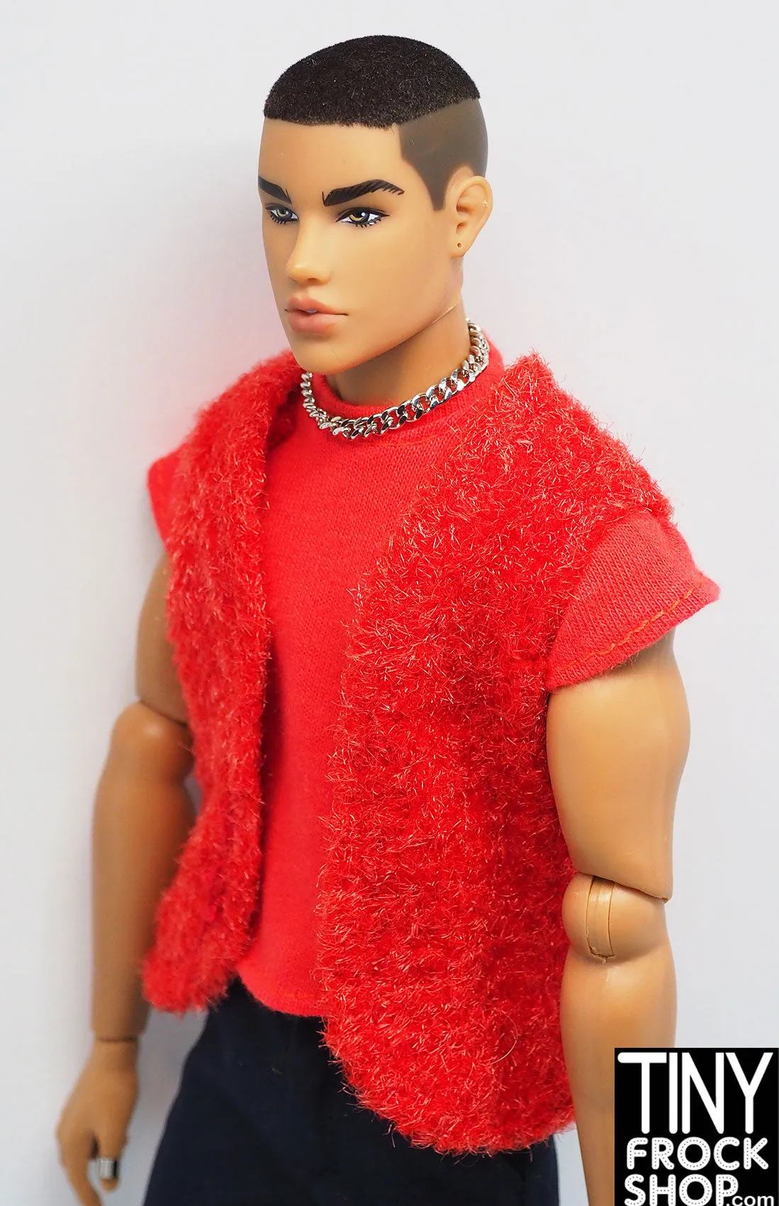 12" Fashion Male Doll Red Fuzzy Vest