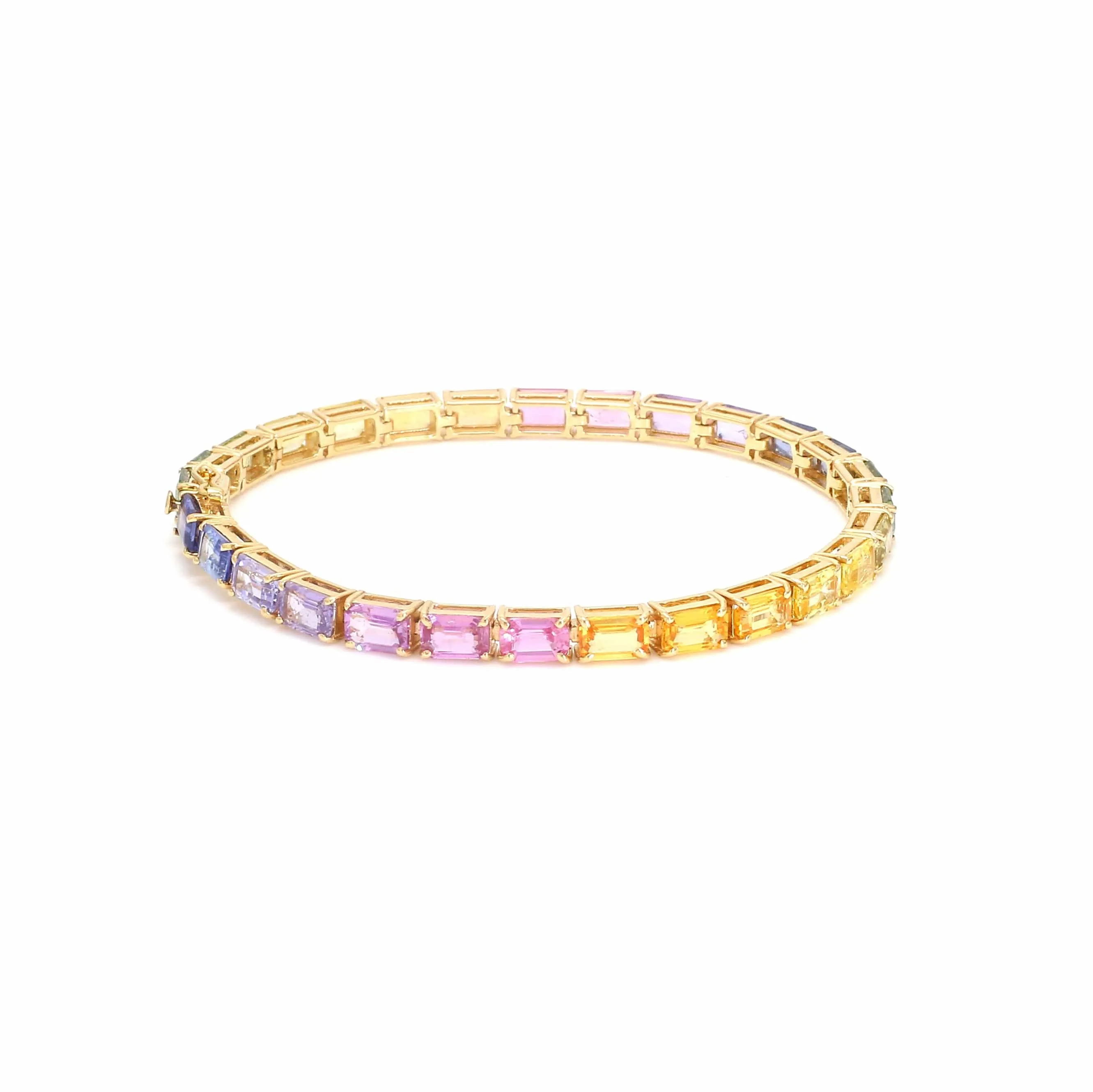 14K & 18K Gold Rainbow Tennis Bracelet, East West