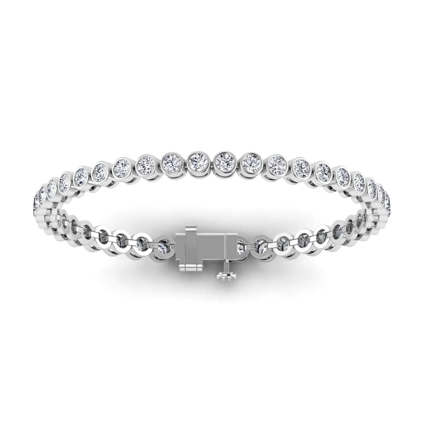 14K Gold and Diamond 6 ct Tennis Bracelet Bezel Set, Lab Grown