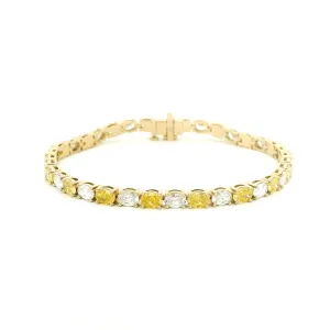 14K or 18K Gold East West Yellow and White Oval Diamond 8.76 carats Tennis Bracelet, Lab Grown