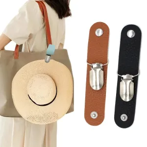 6-Piece: Hat Clip for Summer Travel on Bag Luggage PU Leather Hat