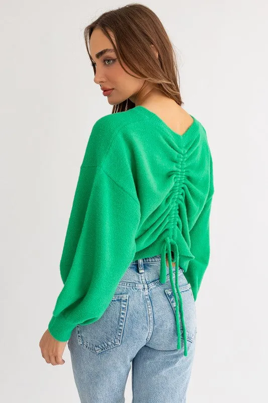 Almost Famous Fuzzy Sweater with Back Ruching