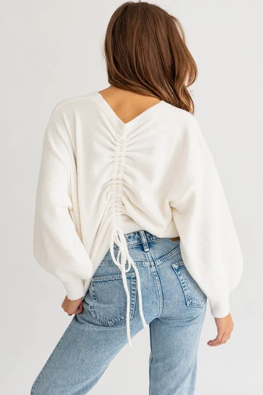 Almost Famous Fuzzy Sweater with Back Ruching