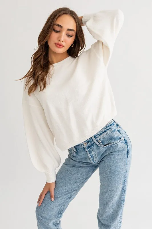 Almost Famous Fuzzy Sweater with Back Ruching