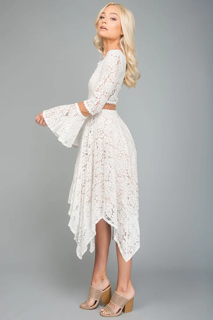 Aria Bell Sleeve Dress White