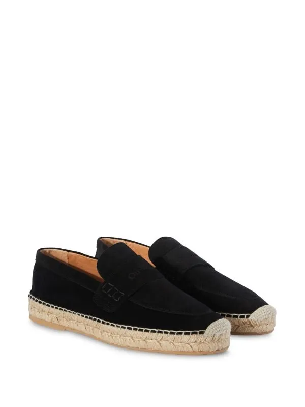 BIDARETTE LOGO-PRINT SUEDE ESPADRILLES