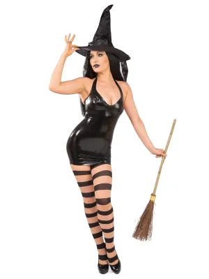 Black Mini Halter Latex Dress Halloween Edition