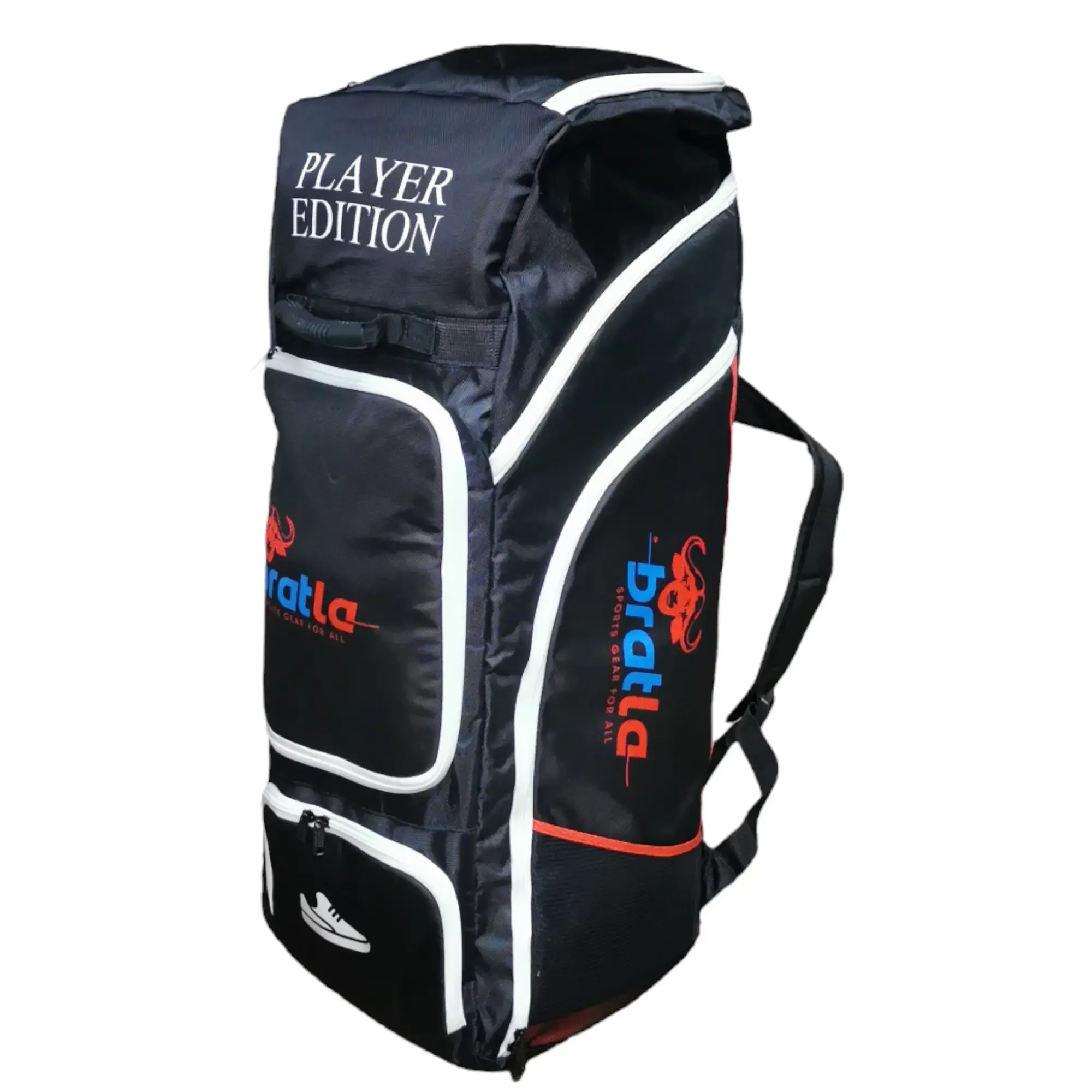 Bratla Player Edition Cricket Kit Bag Duffle for Full Size Kit with 7 Pockets Black