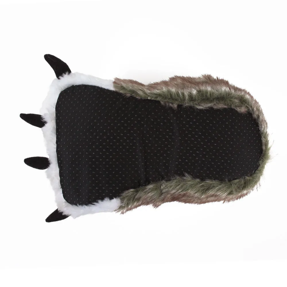 Brown Wolf Paw Slippers