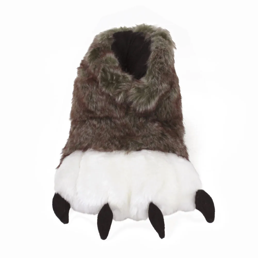 Brown Wolf Paw Slippers