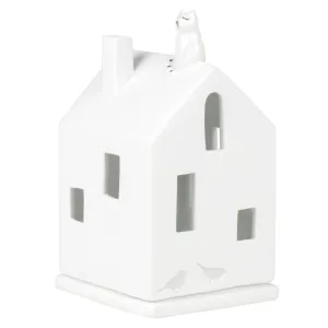 Cat on Roof Porcelain Tealight House