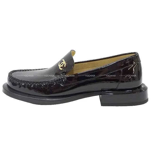 CHANEL loafers Paerl COCO Mark Oxford #37 Noir (Black) Patent calfskin #37 Gold HW G39447[BRAND NEW][Authentic]