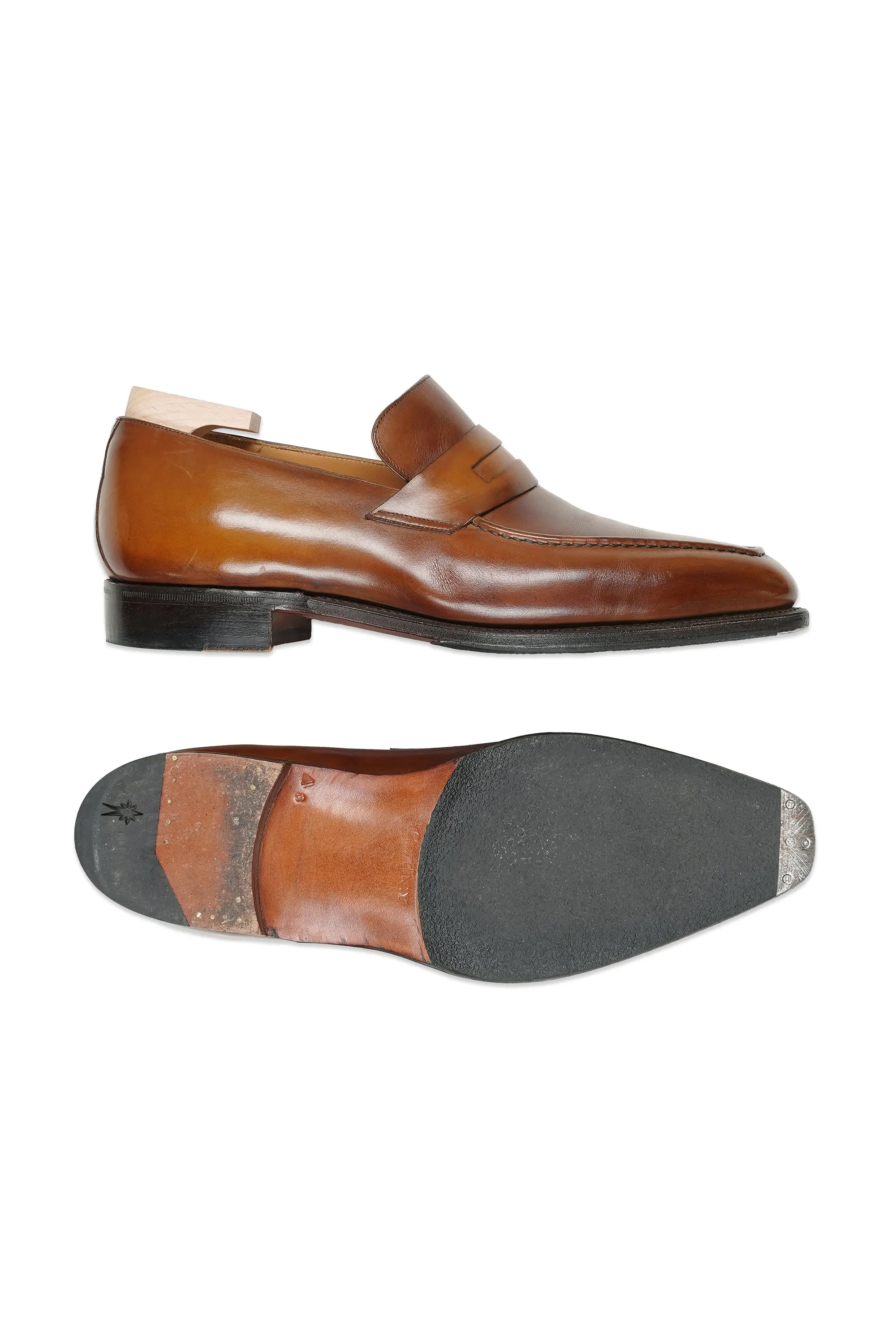 Corthay Brown Calf Penny Loafers