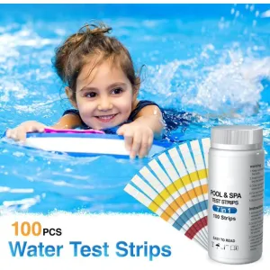 Doosl Pool Test Strips, 100Pcs Spa Hot Tub Water Test Kit for Free Chlorine, Total Chlorine, Bromine, Total Hardness, Total Alkalinity, PH and Cyanuric Acid