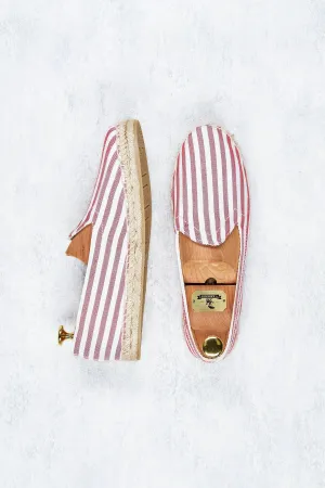 Drake's Red and White Stripe Canvas Espadrilles