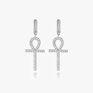 Iced Ankh Hoop Earrings