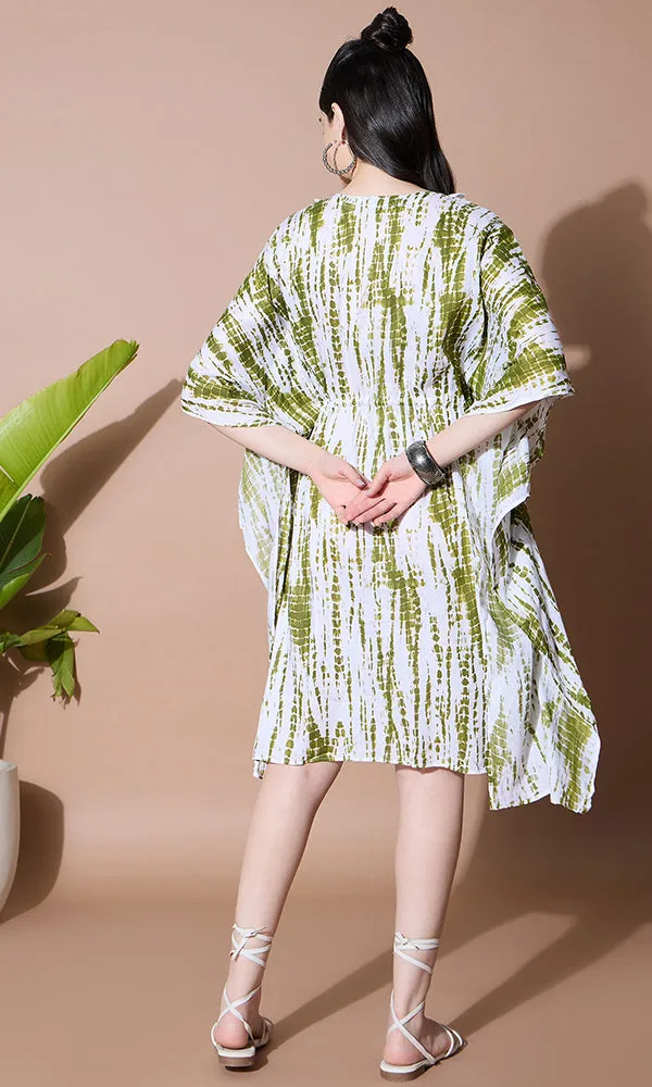 LEAF GREEN TIE-DYE KAFTAN