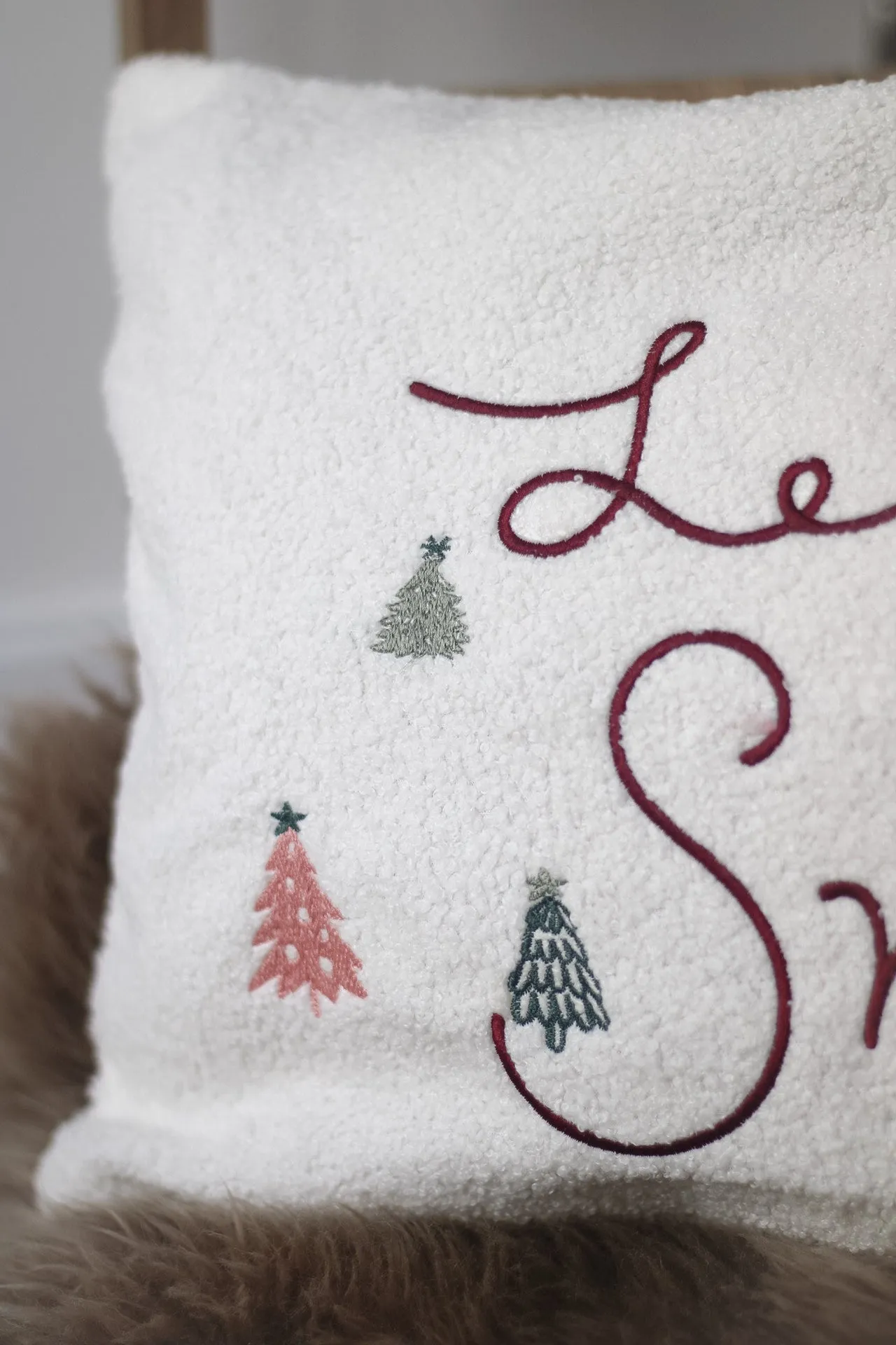 Let it Snow Boucle Cushion Cover