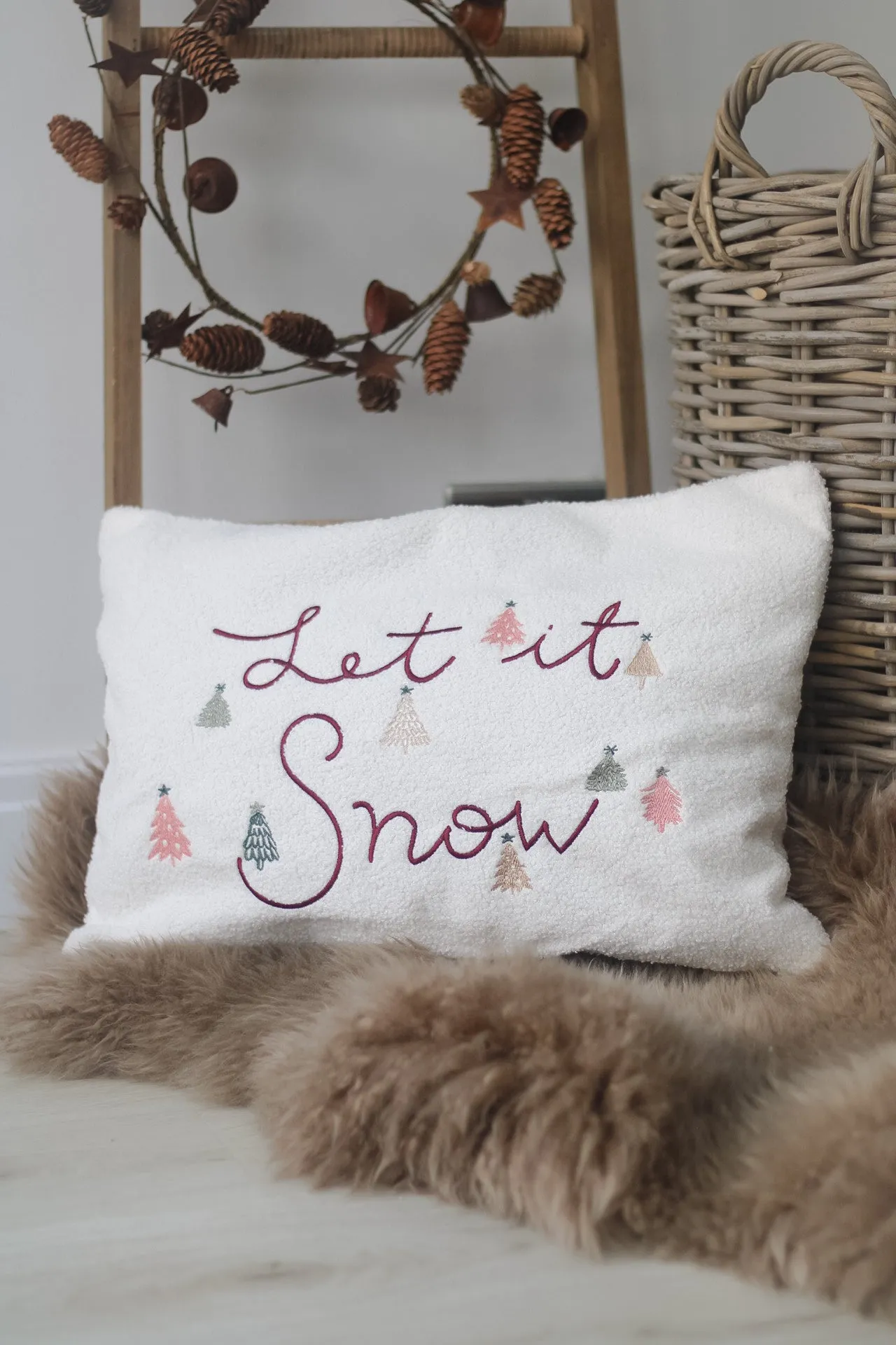 Let it Snow Boucle Cushion Cover