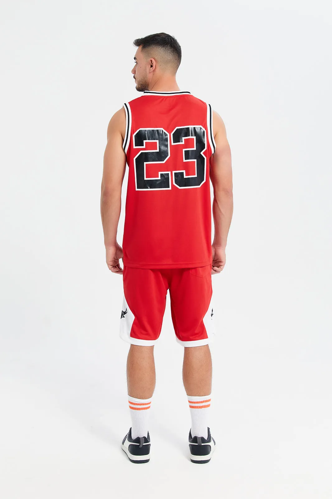 Men Red Sleeveless Active Set (2 Piece)