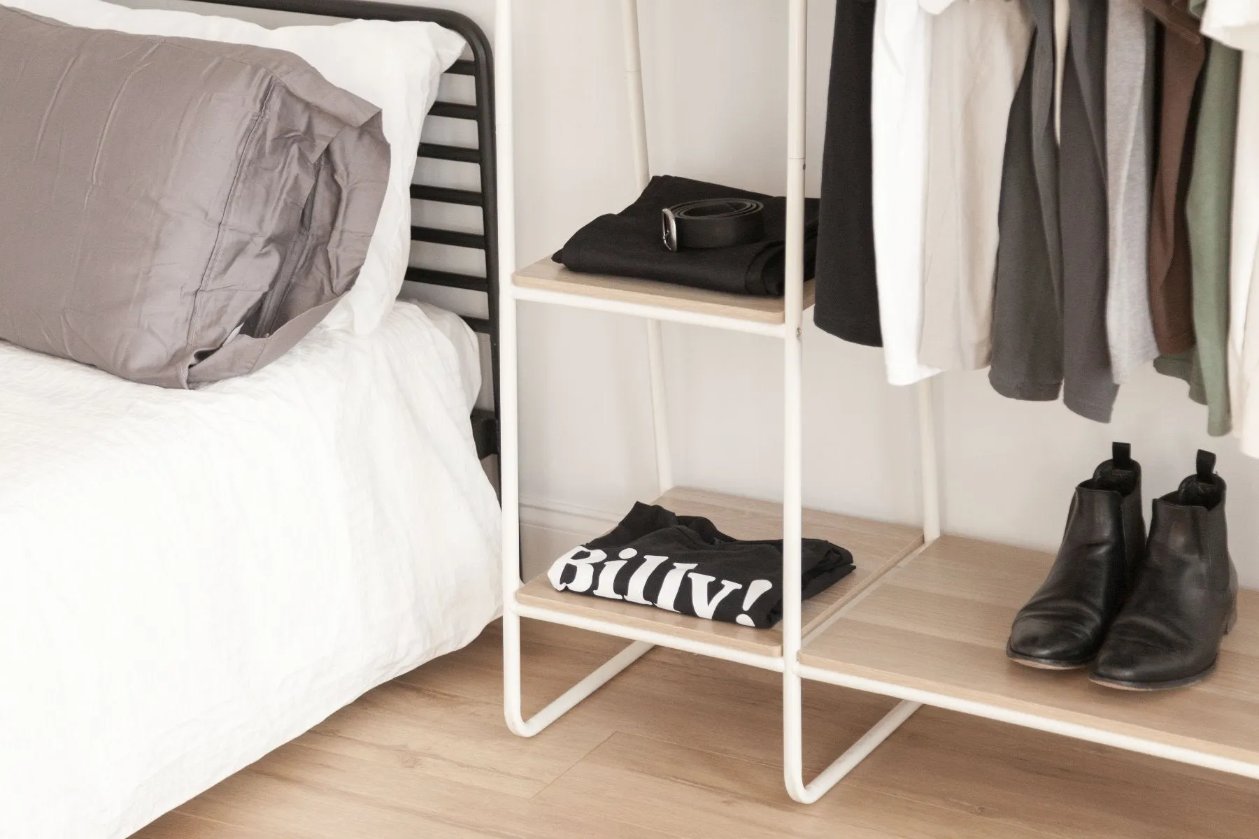 Metal Garment Rack with Wood Shelf - 5 Shelf