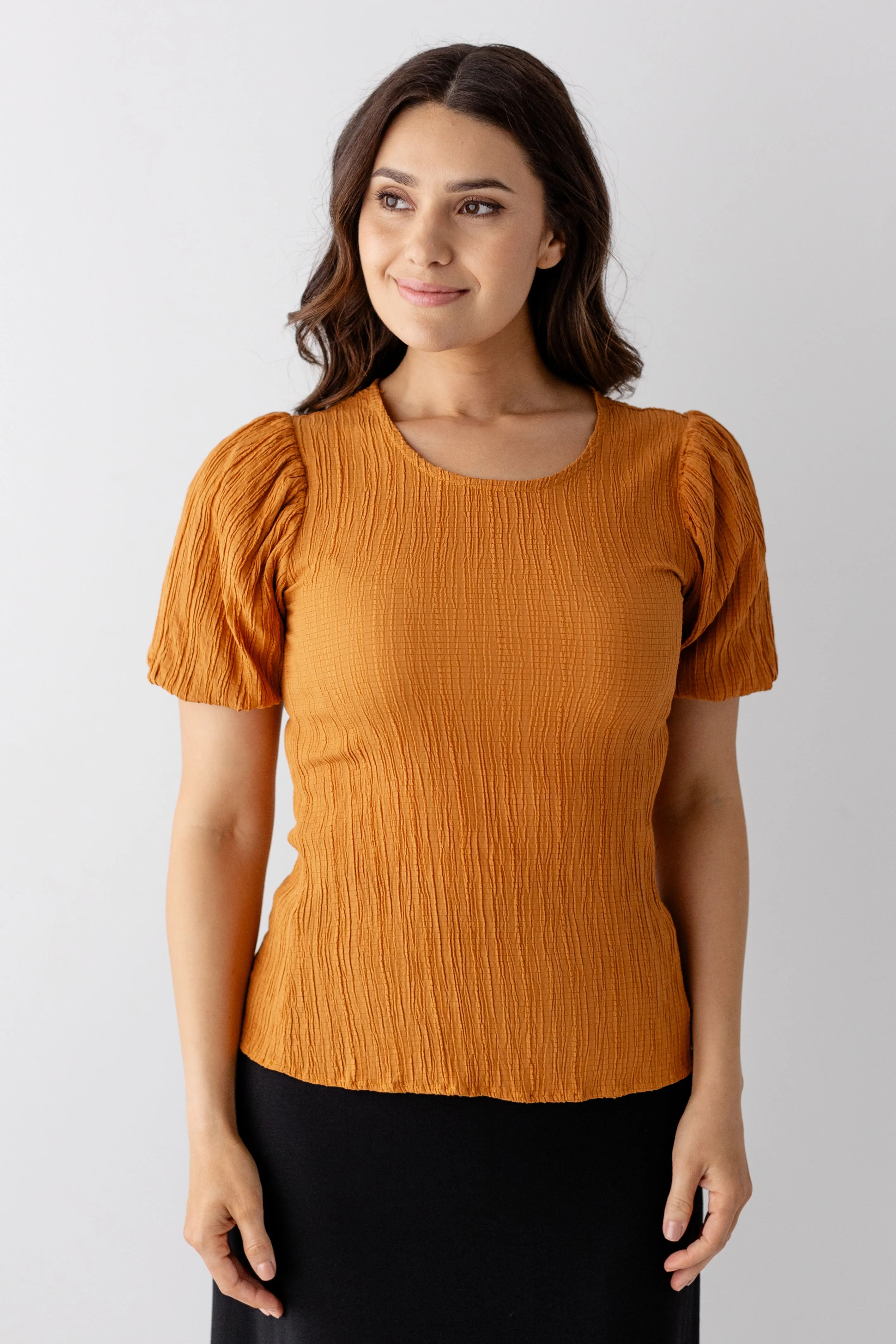 'Molly' Textured Puff Sleeve Top FINAL SALE