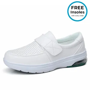 Ortho Strap - Comfortable Leather Shoes with Velcro Strap   FREE Insoles