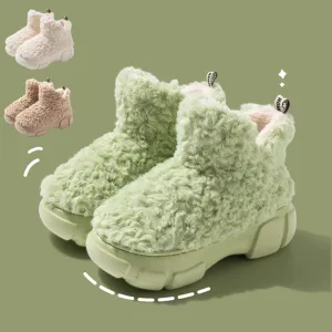 Winter Cashmere Snown Boots With 6cm Platform Warm Plus Velvet High-top Fleece Cotton Shoes Women Outdoor Indoor House Plush Shoes